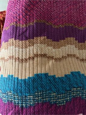 Colorblock Ribbed Knit fabric mid/weight not thin - Purple, Teal, Cream, Brown